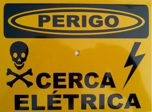 Placa de advertência de cerca elétrica de metal